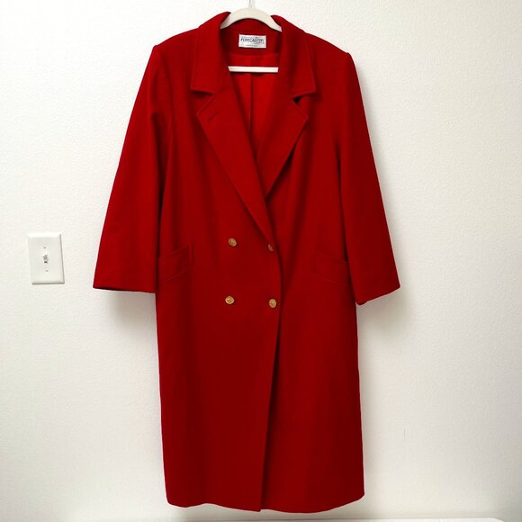VTG Forecaster of Boston Red Wool Coat Double Breasted Made in USA Women's 18 - Picture 1 of 14